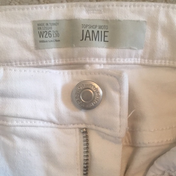 NWOT: Topshop Moto Jamie High Rise White Skinny Jeans, W26 L30 - Picture 9 of 14